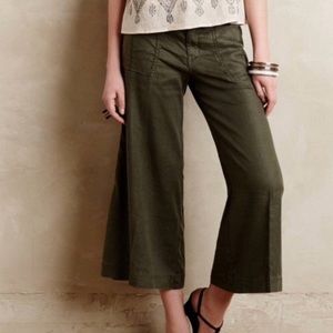 Level 99 Olive Cropped Wide-Leg Utility Pants